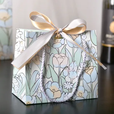Simple Fashion Tulip Floral Printing Gift Candy Paper Bag Packaging