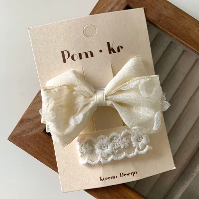 Kids Girls Cute Sweet Lace Bow Hairpin