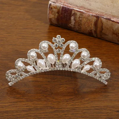 Kids Girls Cute Sweet Party Crown Pearl Rhinestone Headwear