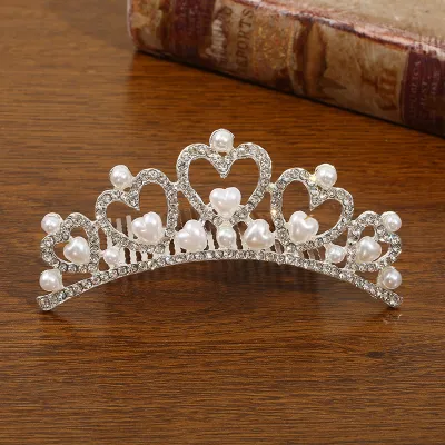 Kids Girls Cute Sweet Party Crown Pearl Rhinestone Headwear