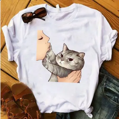 Women's Casual Cute Footprint Short-Sleeved T-Shirt
