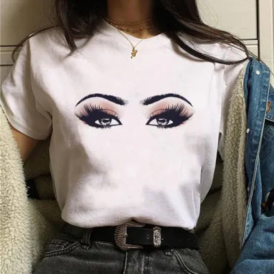 Women Casual Eye Print Short Sleeve T-Shirt Loose Fit