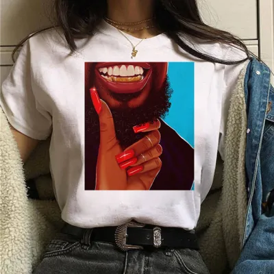 Women Cartoon Girl Printed Short-Sleeved T-Shirt in Modal