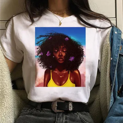 Women Cartoon Girl Printed Short-Sleeved T-Shirt in Modal