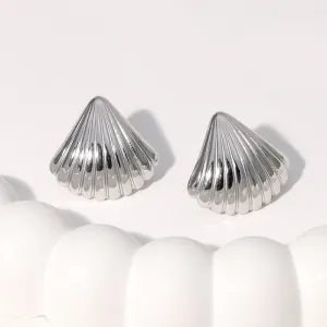 Women Simple Shell Shape Stainless Steel Trendy Earrings
