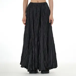 Women Fashion Loose Oversized Creased Skirt Street Hipster Long Dress