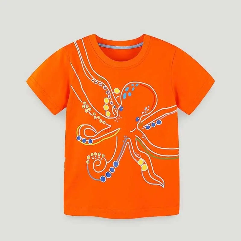Kids Toddler Boys Girls Casual Cute Cartoon Print Short Sleeve Round Neck Cotton T-Shirt