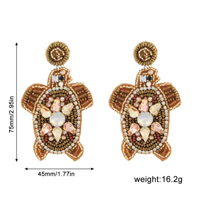 Summer Vacation Fashion Marine Style Shell Multicolor Beads Inlaid Earrings