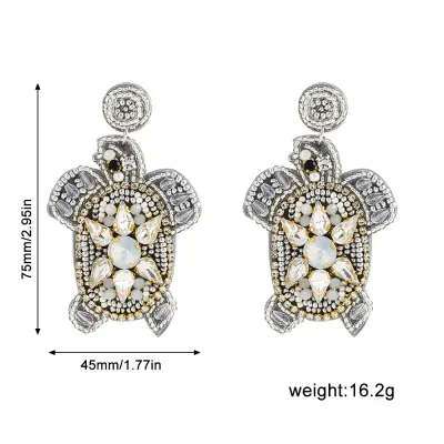 Summer Vacation Fashion Marine Style Shell Multicolor Beads Inlaid Earrings