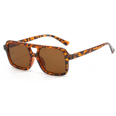 Vintage Leopard Square Sunglasses with PC Lens