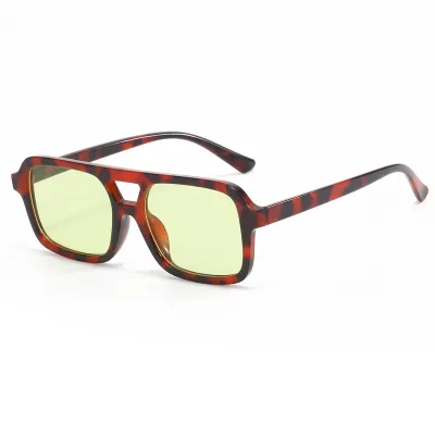 Vintage Leopard Square Sunglasses with PC Lens