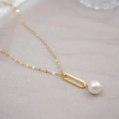 Elegant Women Imitation Pearl Lip Chain Pendant Necklace Mother'S Day Gift