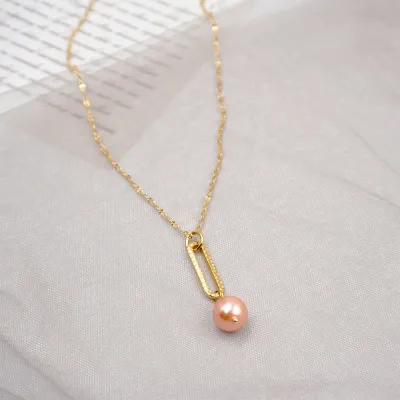 Elegant Women Imitation Pearl Lip Chain Pendant Necklace Mother'S Day Gift