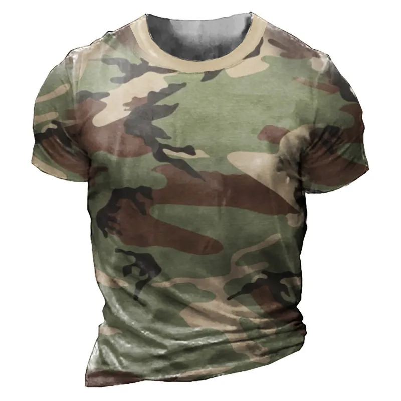 Men Camouflage Plus Size Short Sleeve Crewneck T-Shirt Loose Hip-Hop
