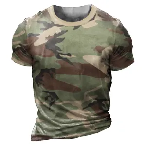 Men Camouflage Plus Size Short Sleeve Crewneck T-Shirt Loose Hip-Hop