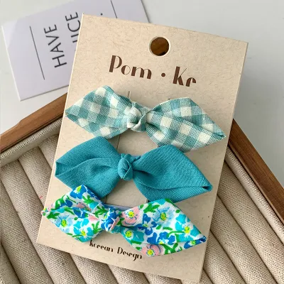 Kids Girls Cute Sweet Tiny Flower Plaid Hairpin Bow