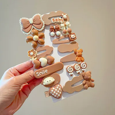 Kids Girls Cute Sweet Cartoon Rainbow Cloud Lollipop Hairpin Duckbill Clip Plastic Resin