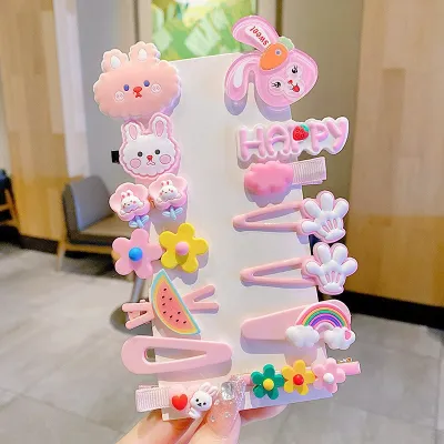 Kids Girls Cute Sweet Cartoon Rainbow Cloud Lollipop Hairpin Duckbill Clip Plastic Resin