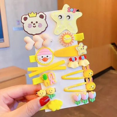 Kids Girls Cute Sweet Cartoon Rainbow Cloud Lollipop Hairpin Duckbill Clip Plastic Resin