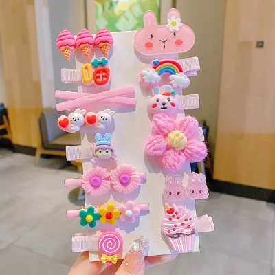 Kids Girls Cute Sweet Cartoon Rainbow Cloud Lollipop Hairpin Duckbill Clip Plastic Resin