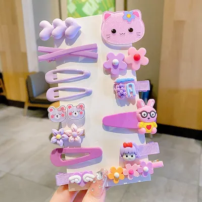 Kids Girls Cute Sweet Cartoon Rainbow Cloud Lollipop Hairpin Duckbill Clip Plastic Resin