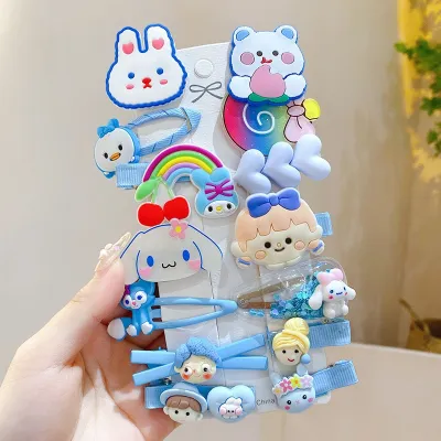Kids Girls Cute Sweet Cartoon Rainbow Cloud Lollipop Hairpin Duckbill Clip Plastic Resin