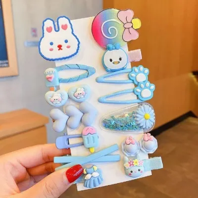 Kids Girls Cute Sweet Cartoon Rainbow Cloud Lollipop Hairpin Duckbill Clip Plastic Resin