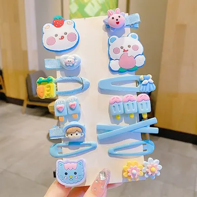Kids Girls Cute Sweet Cartoon Rainbow Cloud Lollipop Hairpin Duckbill Clip Plastic Resin