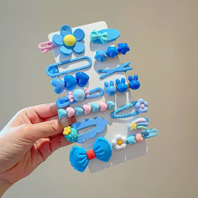 Kids Girls Cute Sweet Cartoon Rainbow Cloud Lollipop Hairpin Duckbill Clip Plastic Resin