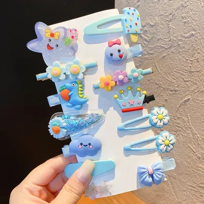 Kids Girls Cute Sweet Cartoon Rainbow Cloud Lollipop Hairpin Duckbill Clip Plastic Resin