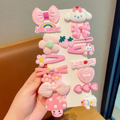 Kids Girls Cute Sweet Cartoon Rainbow Cloud Lollipop Hairpin Duckbill Clip Plastic Resin