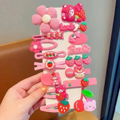 Kids Girls Cute Sweet Cartoon Rainbow Cloud Lollipop Hairpin Duckbill Clip Plastic Resin
