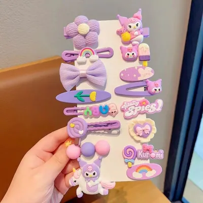 Kids Girls Cute Sweet Cartoon Rainbow Cloud Lollipop Hairpin Duckbill Clip Plastic Resin