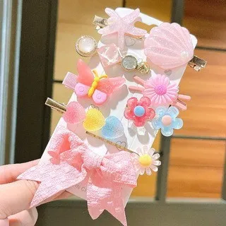 Kids Girls Cute Sweet Cartoon Rainbow Cloud Lollipop Hairpin Duckbill Clip Plastic Resin