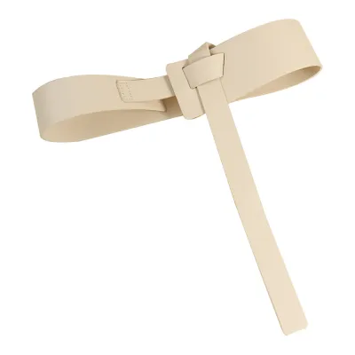 Fashion Women Wide PU Leather Non-Punch Dress Belt with Alloy Buckle