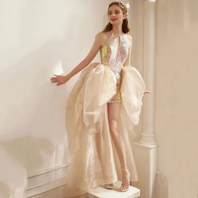 Women Elegant Sequin Fishtail Evening Dress