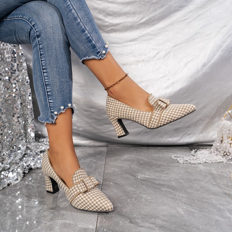 Wholesale Women'S Simple Houndstooth High Heels