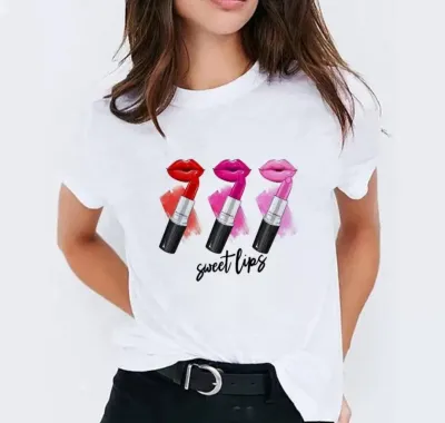 Cartoon Graphic Printed Women Short-Sleeved T-Shirt Loose Large Size Summer Casual