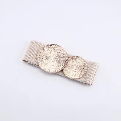 Women's Fashion Elegant Metal Belt Elastic Wide Dress Belt