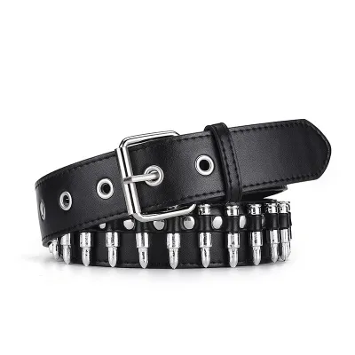 Punk Men Wide PU Leather Y2k Distinctive Belt