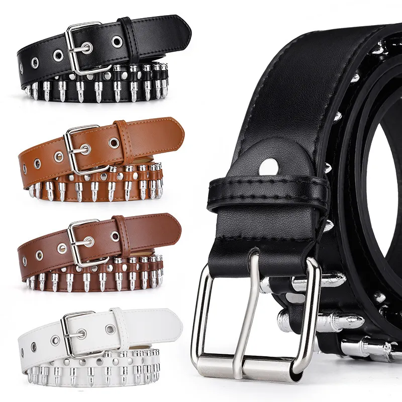 Punk Men Wide PU Leather Y2k Distinctive Belt