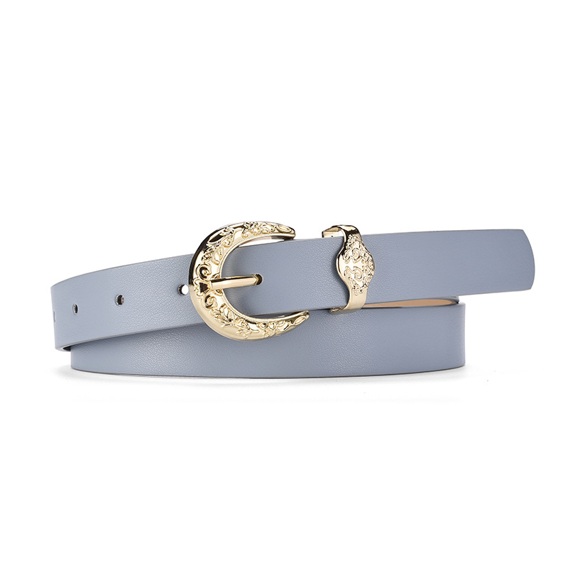Wholesale Women Solid Color Simple PU Pin Buckle Belt