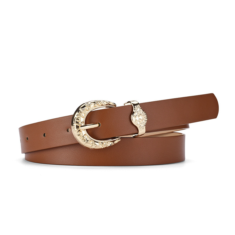 Wholesale Women Solid Color Simple PU Pin Buckle Belt