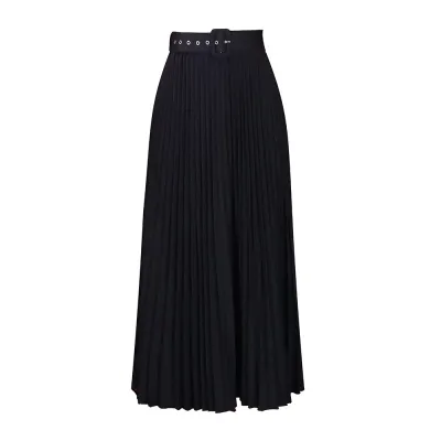 Plus Size Women High Waist Large Swing Solid Color Pleated Elegant Draped Skirt