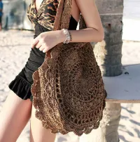 Bolso tote tejido informal de estilo bohemio
