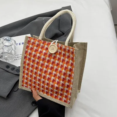 Simple Printed Linen Canvas Tote Bag