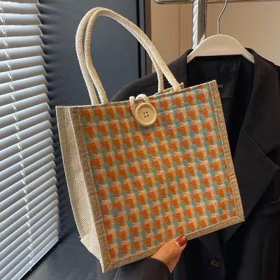 Simple Printed Linen Canvas Tote Bag