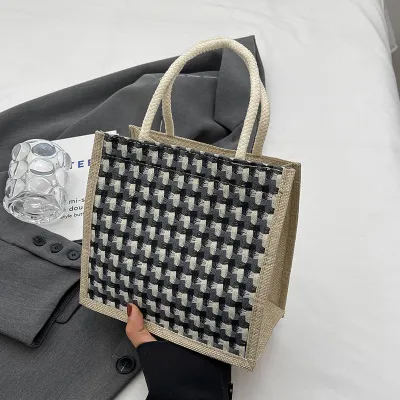 Simple Printed Linen Canvas Tote Bag
