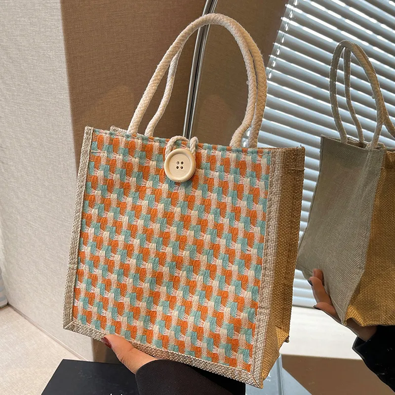 Simple Printed Linen Canvas Tote Bag
