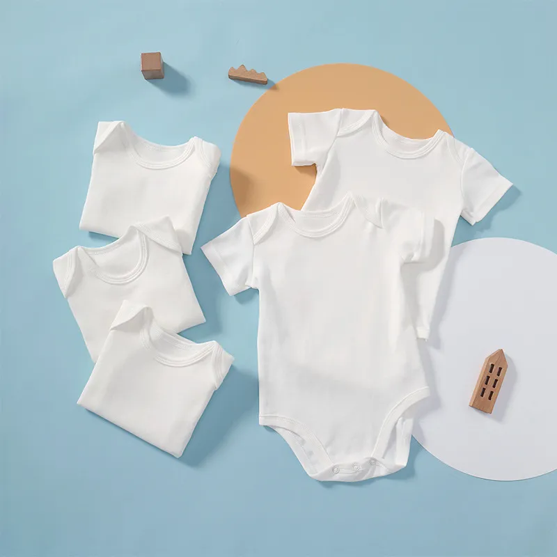 Kids Baby Boys Girls Casual Solid Color Short Sleeve Round Neck Romper